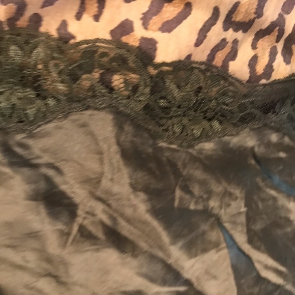 Olive Green large satin camisole with lace trim - Picture 3 of 15